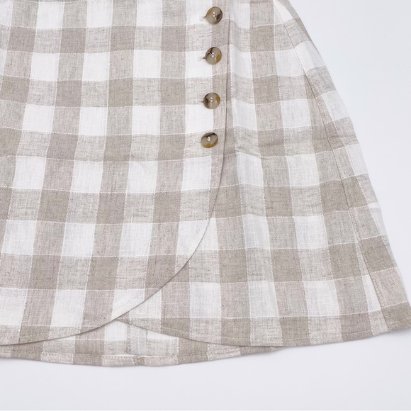 NEW Madewell Linen Blend Tulip Hem Mini Skirt Undyed NE700 Check Print Size 00 - Picture 5 of 13